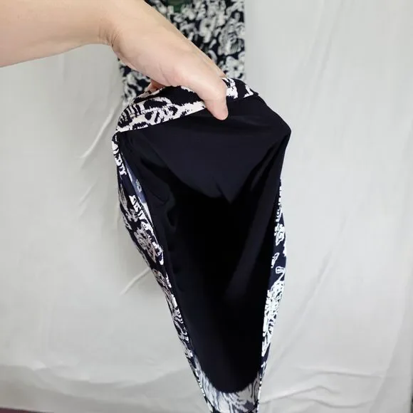 Lauren Ralph Lauren Dress Women’s Size 10 Ruched Navy White Floral Formal Spring - Picture 8 of 16